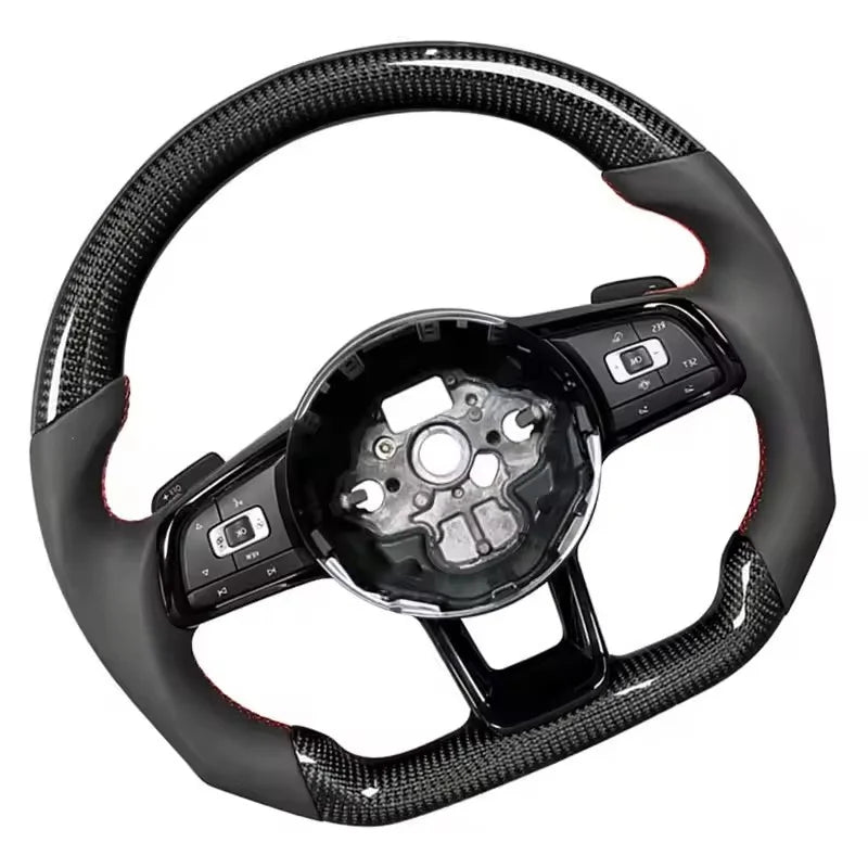 Leather and Carbon Fiber Steering Wheel for Volkswagen VW GTI Polo CC Golf 7 R Passat MK6 GTD MK7 MK5