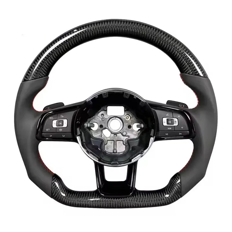 Leather and Carbon Fiber Steering Wheel for Volkswagen VW GTI Polo CC Golf 7 R Passat MK6 GTD MK7 MK5