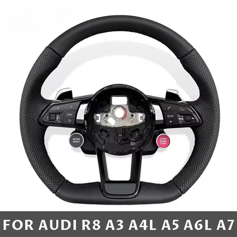 Carbon fiber car steering wheel with start button for Audi