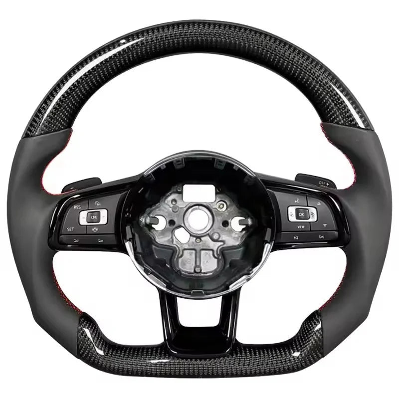 Leather and Carbon Fiber Steering Wheel for Volkswagen VW GTI Polo CC Golf 7 R Passat MK6 GTD MK7 MK5