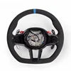 Carbon Fiber Suede Leather Flat Bottom Steering Wheel for BMW 5 6 7 8 Series Upgraded Compatible with 320i M6 M5