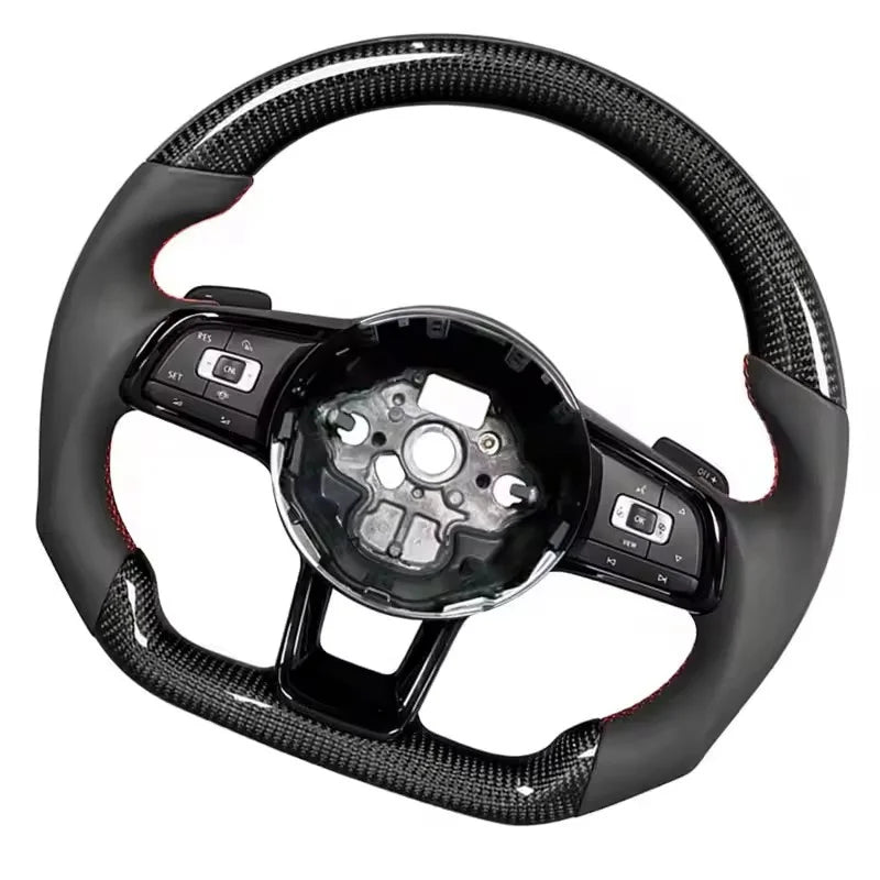 Leather and Carbon Fiber Steering Wheel for Volkswagen VW GTI Polo CC Golf 7 R Passat MK6 GTD MK7 MK5