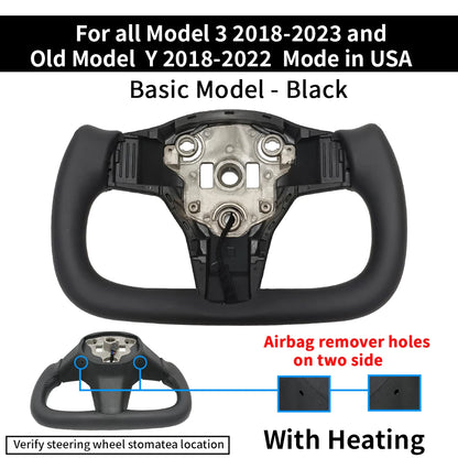 Tesla Model 3 / Model Y Steering Wheel - Heated Black Nappa