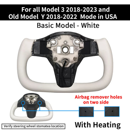Tesla Model 3 / Model Y Steering Wheel - Heated White Nappa