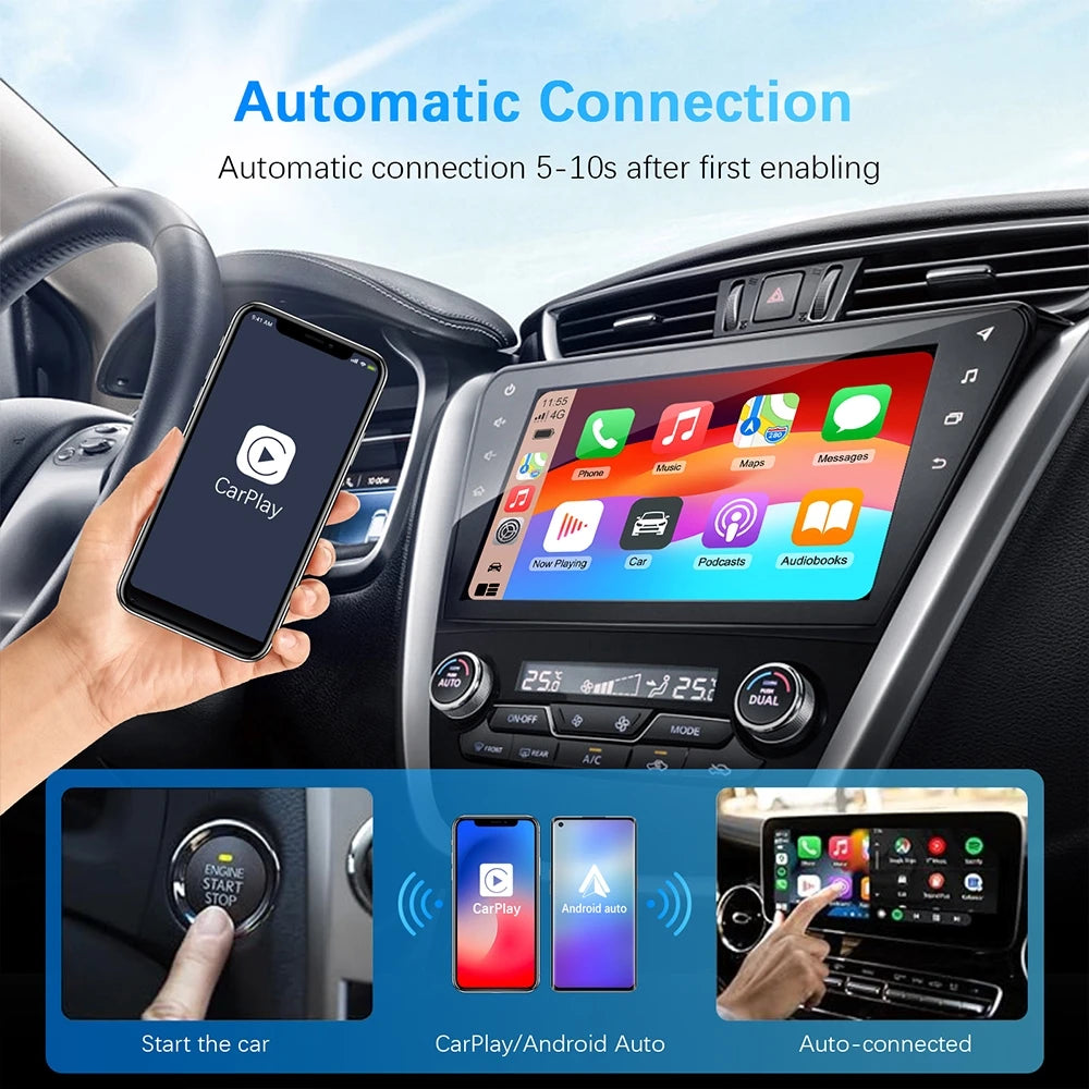 Wireless Carplay Adapter Android Auto Wireless Smart Dongle 2 in 1